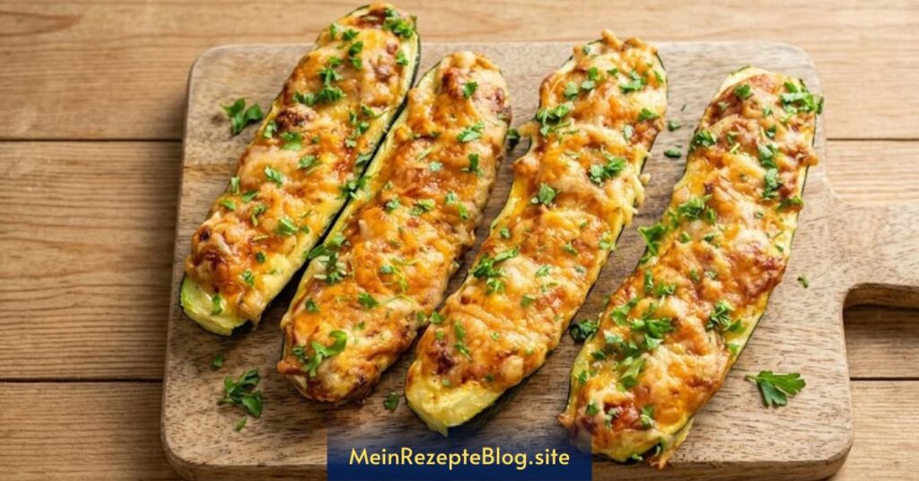 Gefüllte Zucchini aus dem Ofen (vegetarisch)