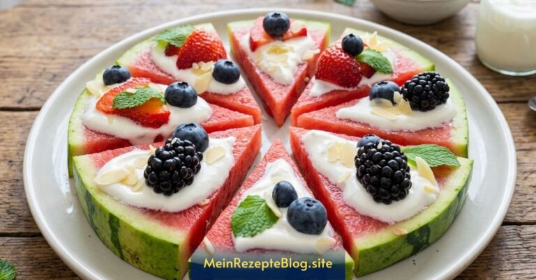 Melonenpizza mit Beeren & Joghurt